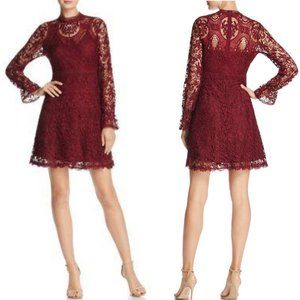 Lace Fit & Flare Dress retail $150  Miia Size 14 Burgundy Grape wine